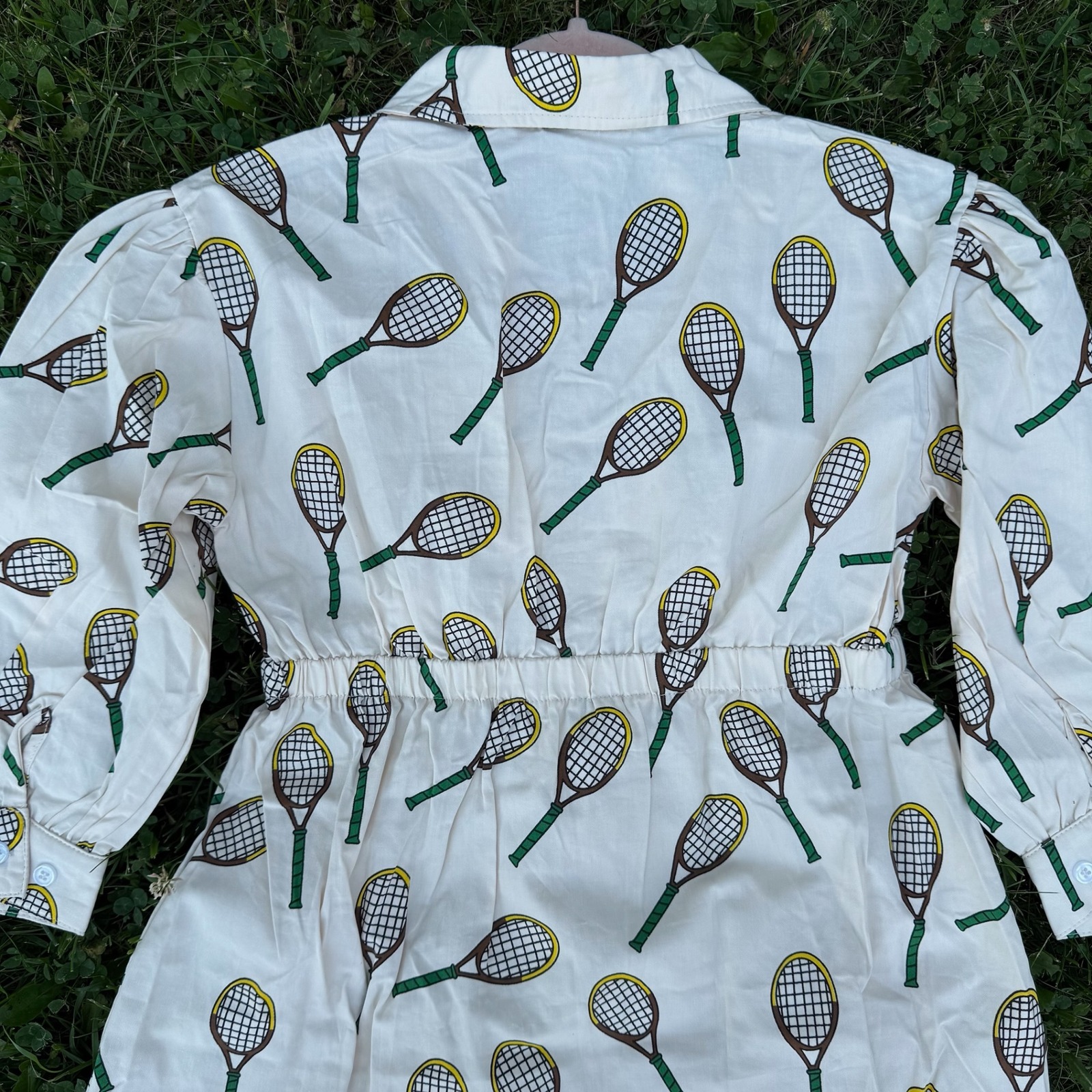 Nwt Mini Rodini Tennis Racket Shirt Dress 8-9y Cream Organic Cotton Tunic Girls — image 8 of 8